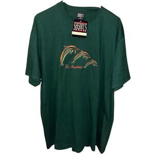 Vintage Sherry’s Best green embroidered dolphins St. Augustine t-shirt NWT (XL)